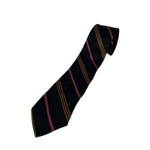 Vintage Skinny Necktie Short 53" Stripes 2" Wide Black Pink Repp Acetate Rayon
